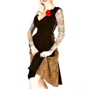 Bettie Page by Tatyana black and cheetah Dress